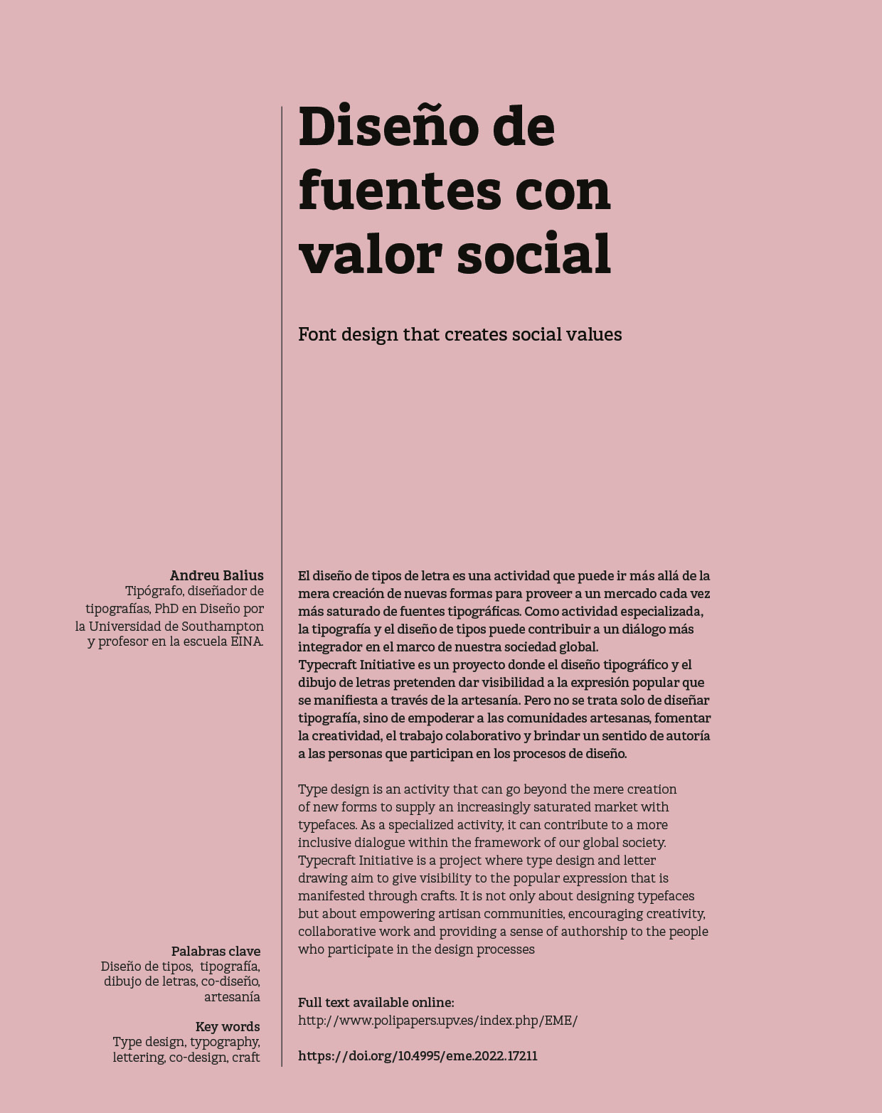 Diseño de fuentes con valor social Andreu Balius